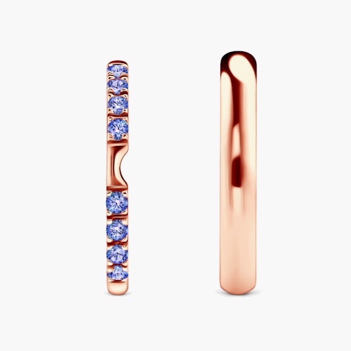 Obrączki The Journey: różowe złoto, tanzanit, półokrągłe, 2 mm i 3 mm